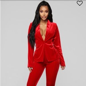 Red velour set
